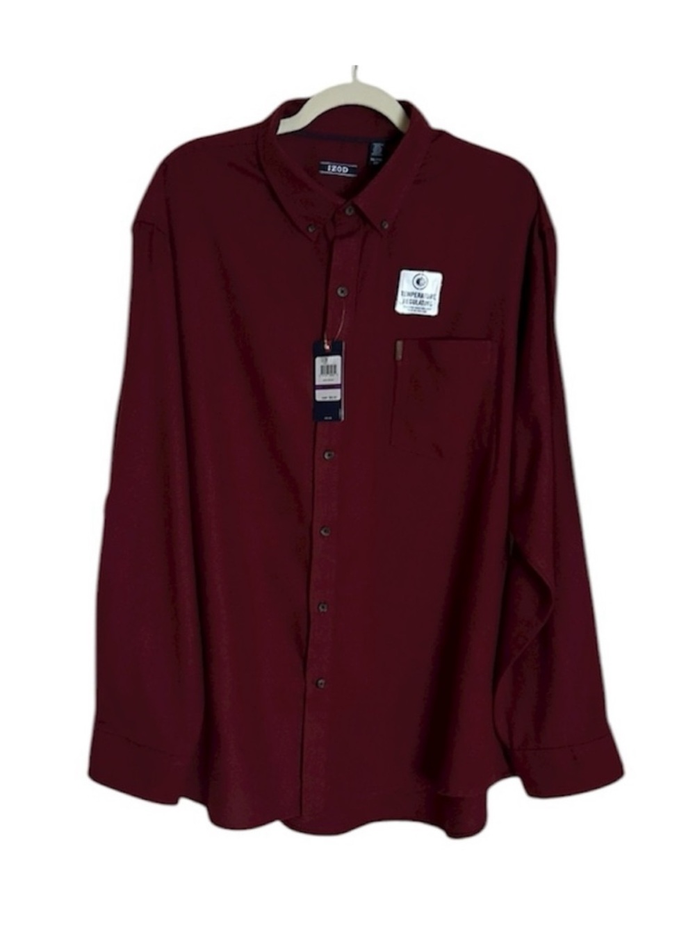 Izod Men's Burgundy Button-Down Casual Shirt. Size XXL. NWT